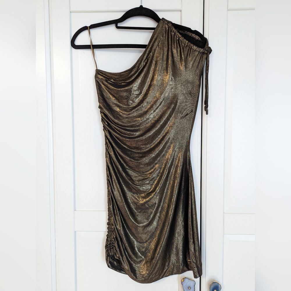 Guess Gold One Shoulder Dress